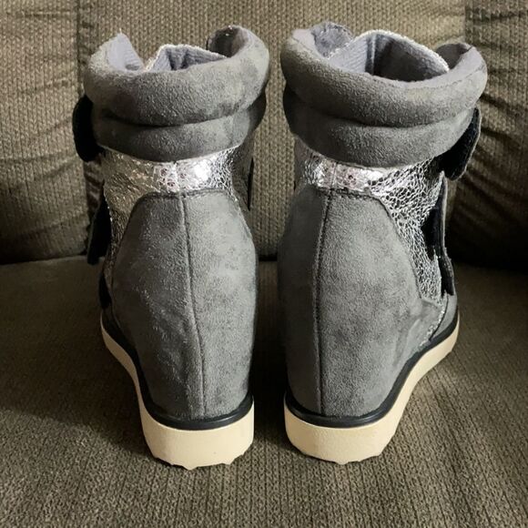 𝅺wedged Sneakers Silver  Grey Sz 36 - Picture 3 of 6